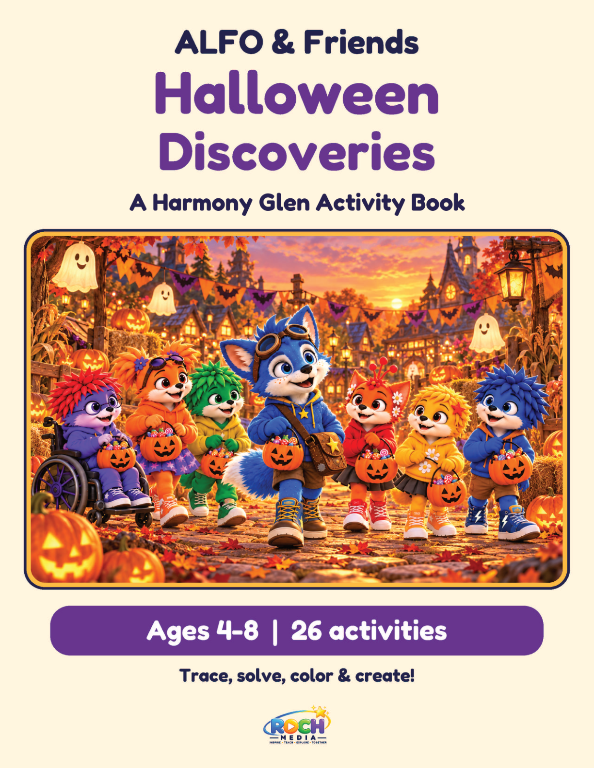 ALFO & Friends Halloween Discoveries activity book cover — available now on Amazon